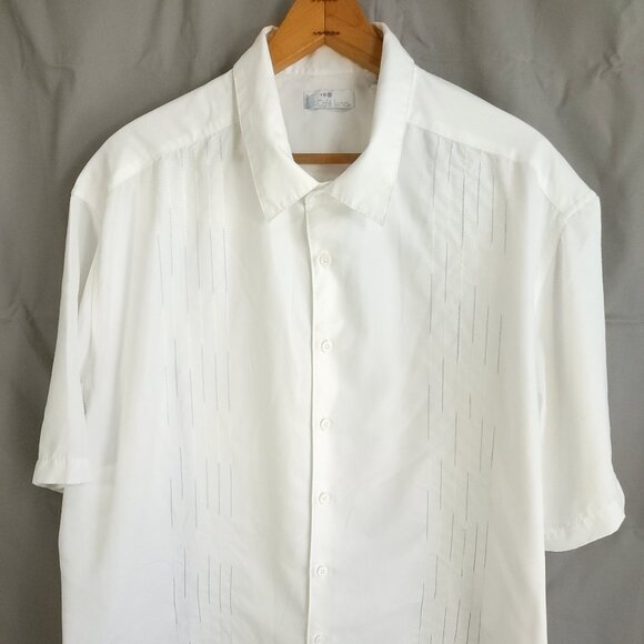 Cafe Luna Shirt Men's 2XL Short Sleeve Button Front White Embroidered - Picture 1 of 14